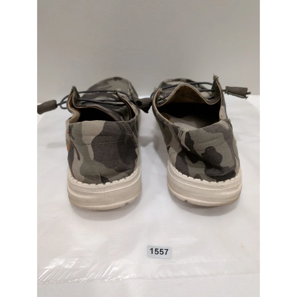 Hey Dude Wendy Camo Womens 9 Green Camouflage Canvas Slip On Loafers 121417003